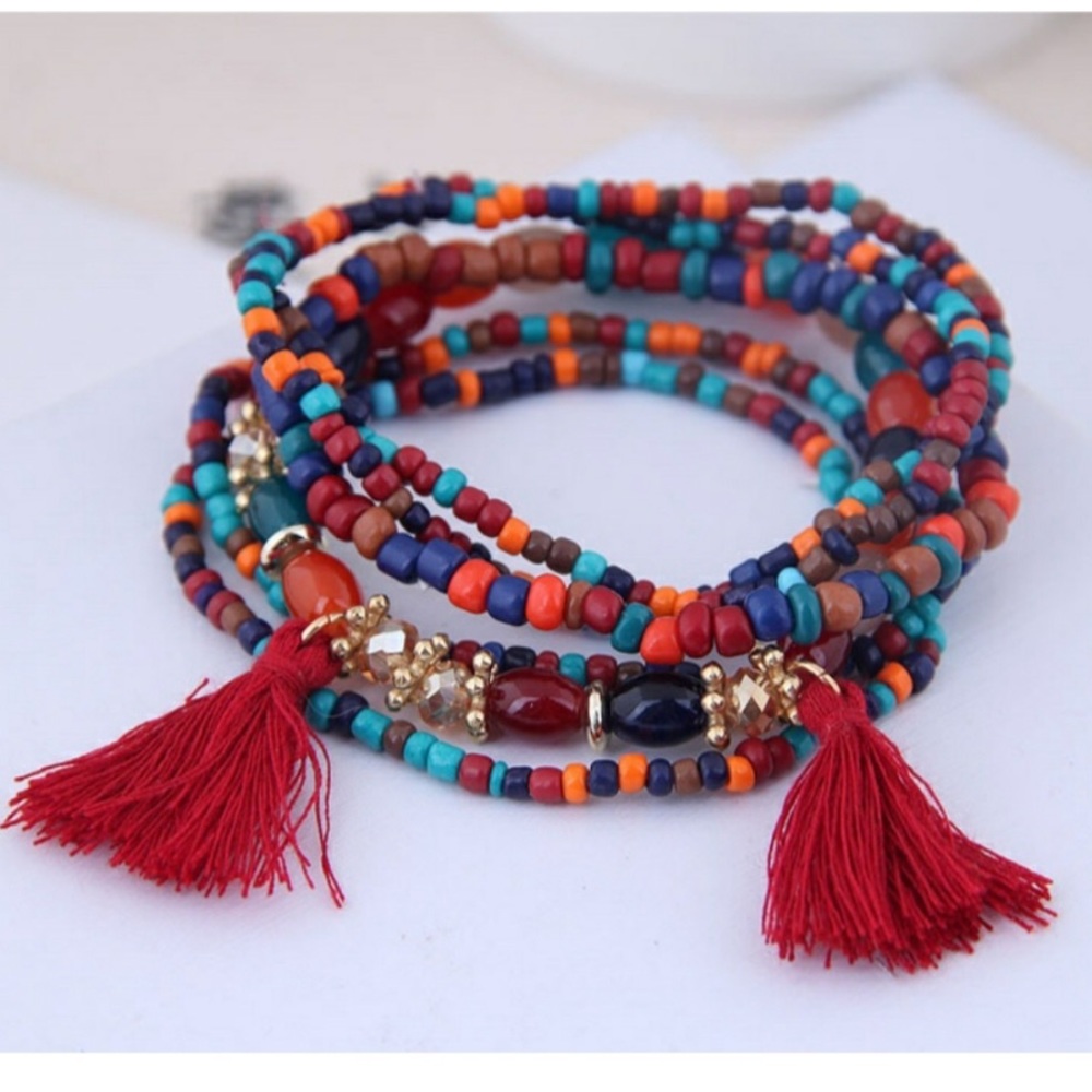 Six Layer Boho Tassel Bracelet